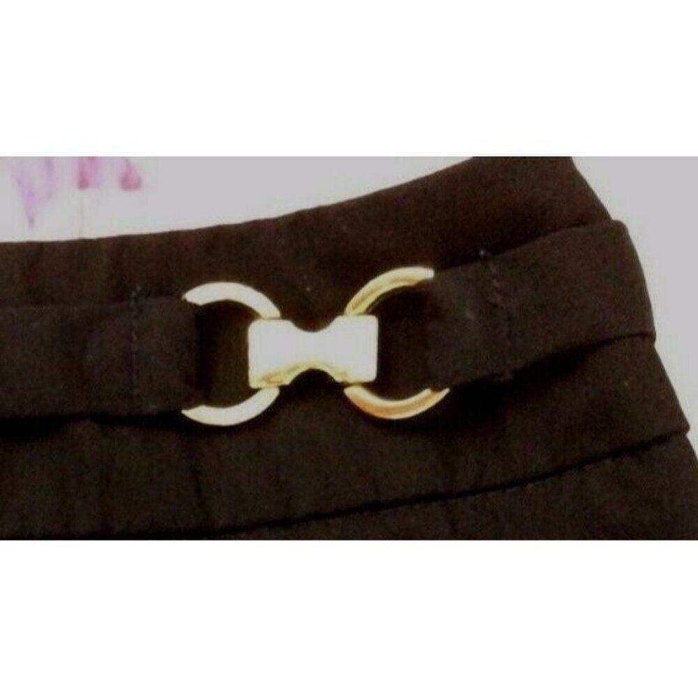 New York & Company Womens Skirt Navy Sz 12 Back Split Waist Buckles Office Core - Picture 6 of 7